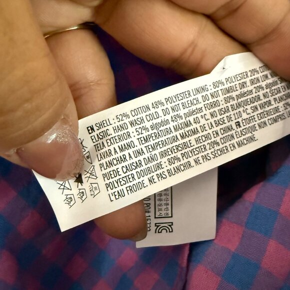 Tuckernuck Hyacinth House Ruby Textured Gingham Peplum Blouse Womens Medium - Picture 6 of 6